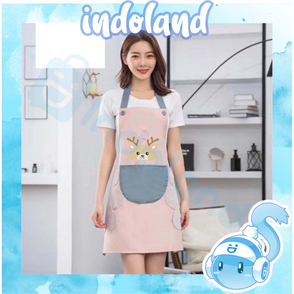 ☀ INDOLAND ☀ R394 CaTalina Celemek Masak Apron Waterproof Motif Karakter