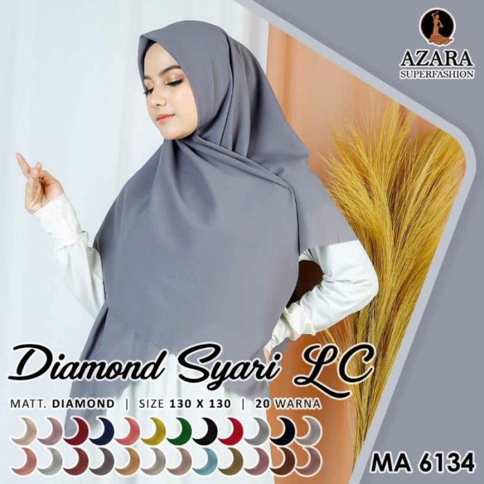 Hijab DIAMOND SYAR'I AZARA LC | SegiEmpat IMPORT SYAR'I JUMBO POLOS UKURAN 130 X 130 CM