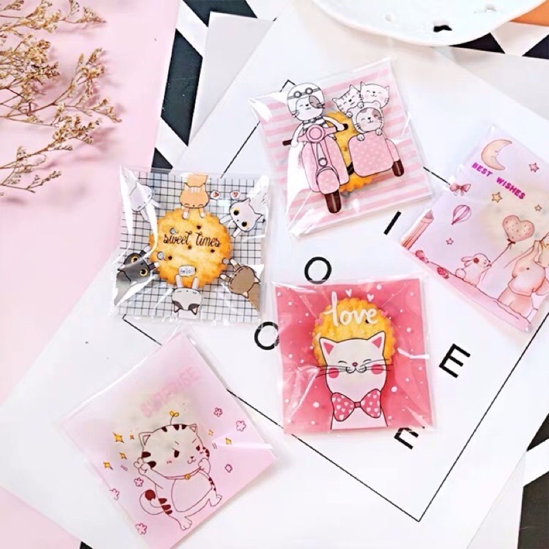 

100pc plastik cookies / kemasan kue / cookies packing 7x7+3cm