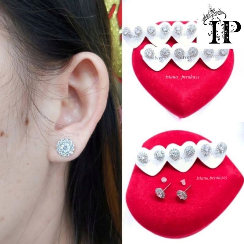 GIWANG PERAK ASLI SILVER 925 LAPIS EMAS PUTIH MODEL DIAMOND - PERHIASAN PERAK WANITA