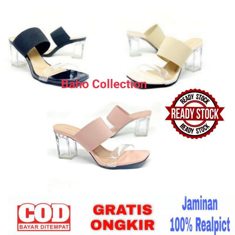 Sandal Hak Tahu Kaca/Hils Wanita Sepatu Hak Tali/Sandal Hak Murah/Hils Hak Tahu/Sendal Hak Tahu/Hak