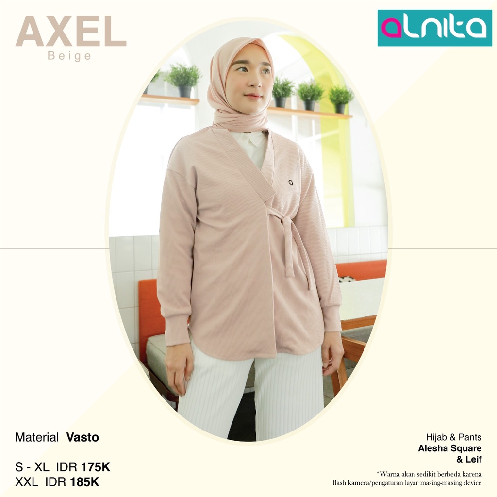 Alnita Outer Axel Bahan Vesti Outer Cardigan Terbaru Muslim Kekinian Simple OOTD