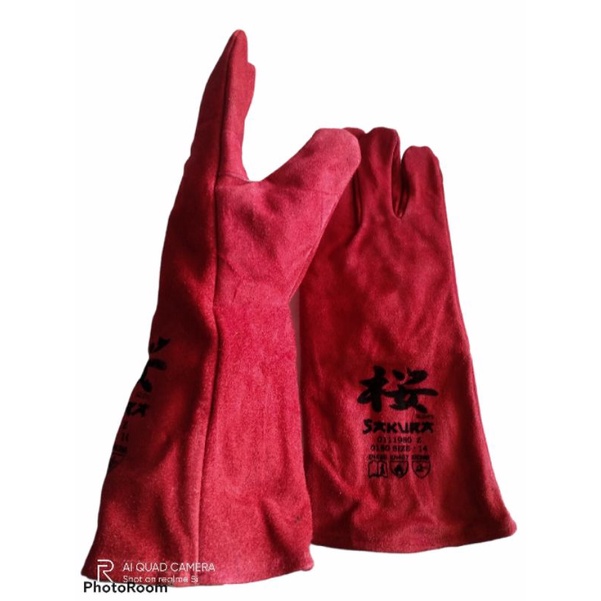 TERMURAH SARUNG TANGAN LAS SAKURA 14 INCH MERAH