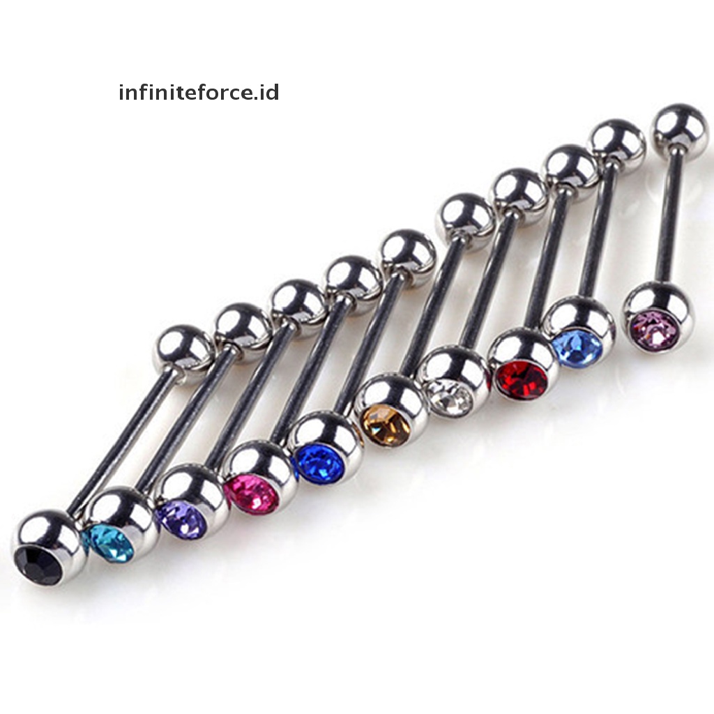 5pcs / Set Cincin Tindik Lidah Bentuk Barbell Bahan Stainless Steel