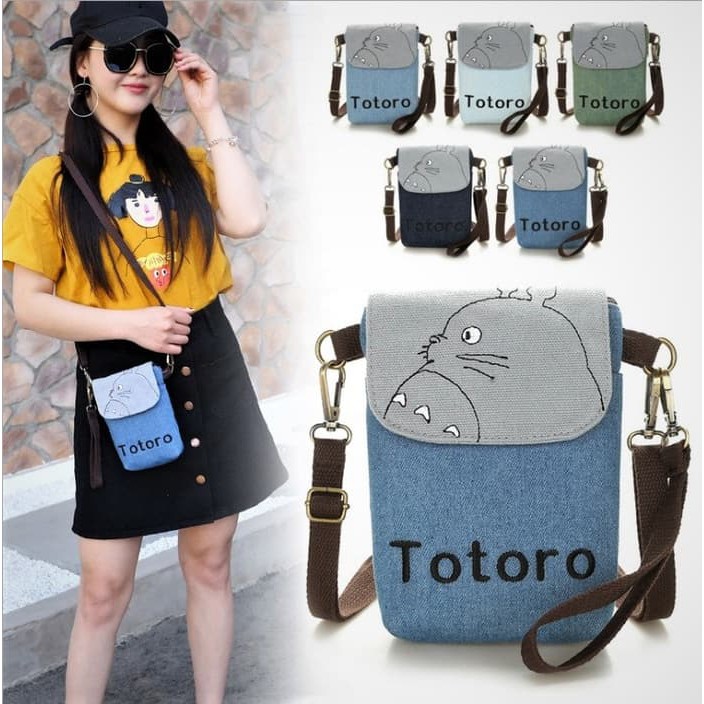 Totoro Jean Cross Bags / Tas Selempang / Cross Body Sling Bags - Blue