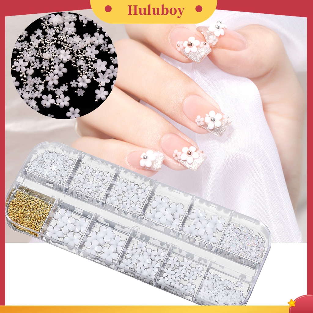 Huluboy Huluboy♡ Ornamen Kelopak Bunga Bahan Resin Warna Putih Untuk Dekorasi Manicure