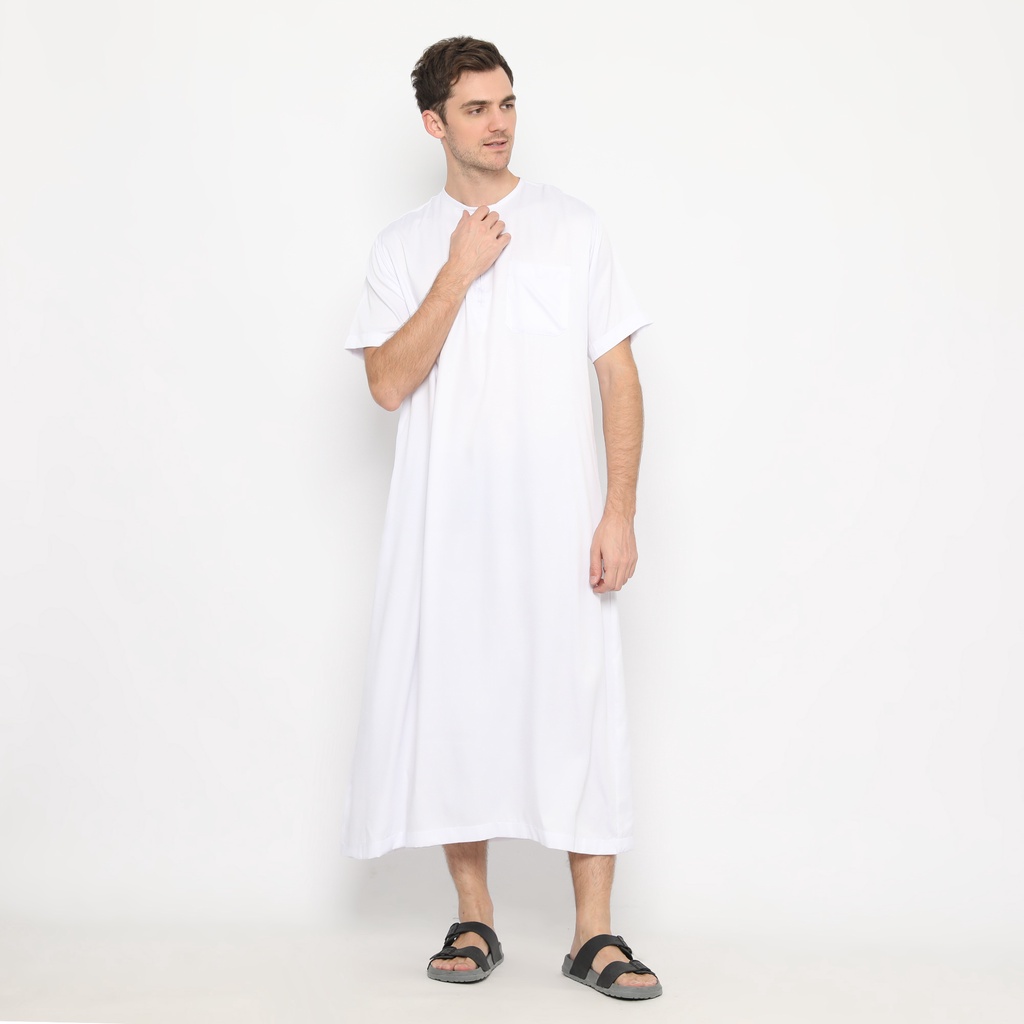 LATAHZAN GAMIS PRIA LENGAN PENDEK TURKI PUTIH