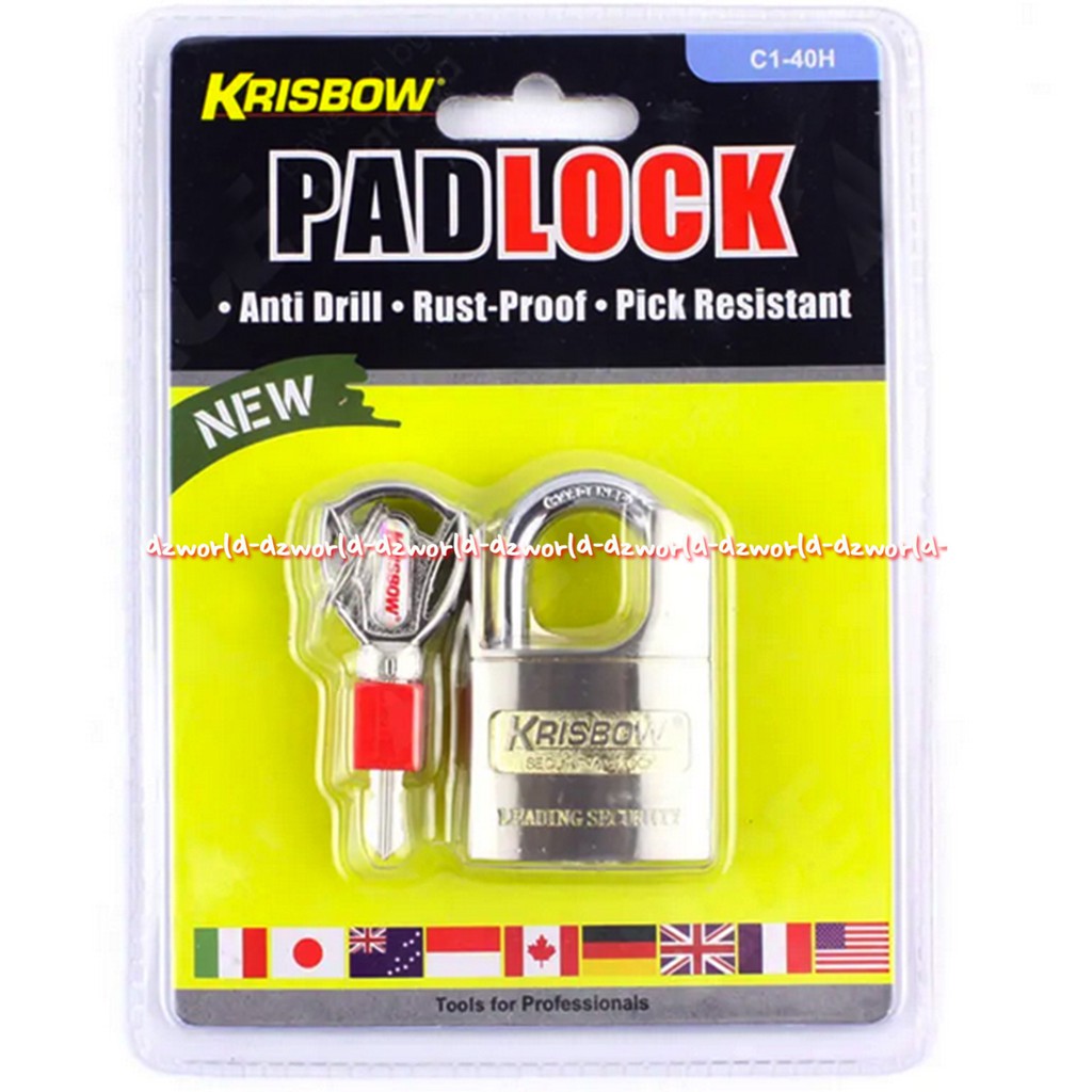Krisbow Padlock C1-40 Panti Drill Rust Proof Gembok Tahan Karat Kris Bow Pad Lock Lok Padlocks C140