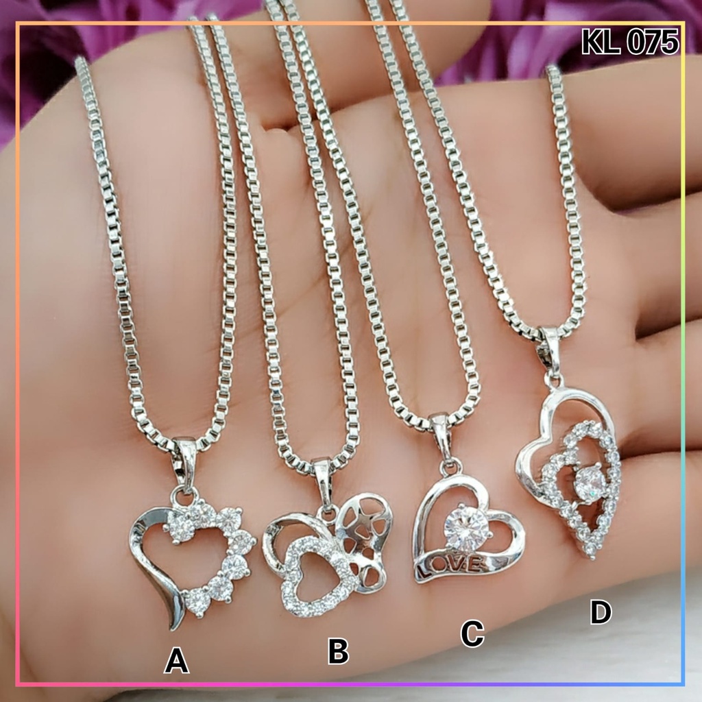 Kalung xuping kalung dewasa silver satu set liontin love permata zircon perhiasan kalung wanita lapis emas gold KL 075