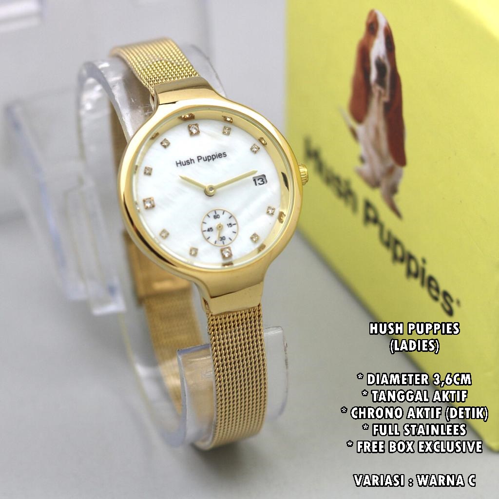 (FREE BOX) JAM TANGAN WANITA FASHION RANTAI PASIR BODY BULAT TANGGAL &amp; CHRONO AKTIF