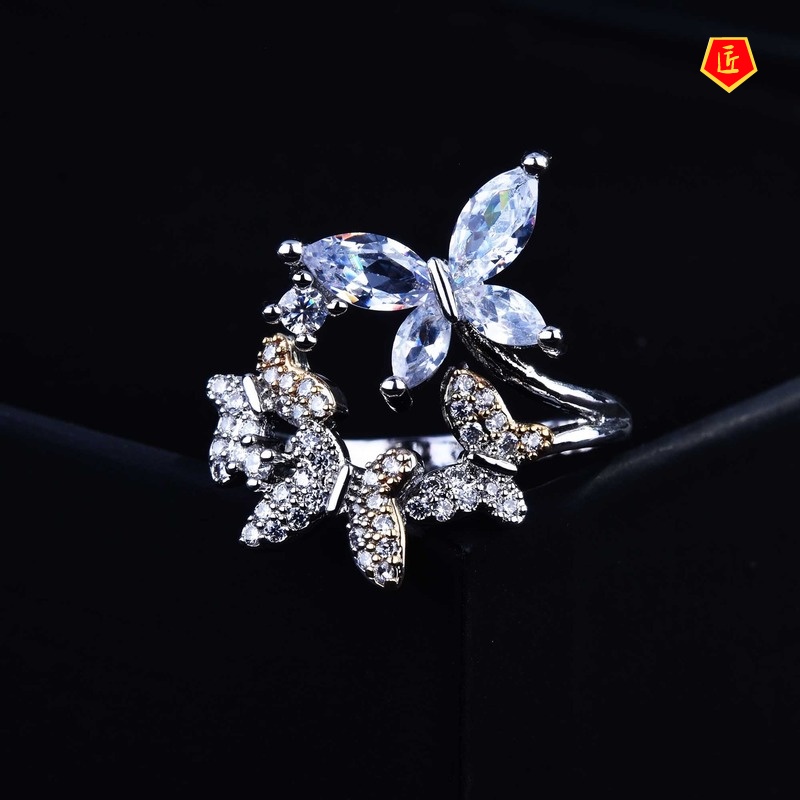 [Ready Stock]Exquisite Diamond Butterfly Ring Fashion Personality