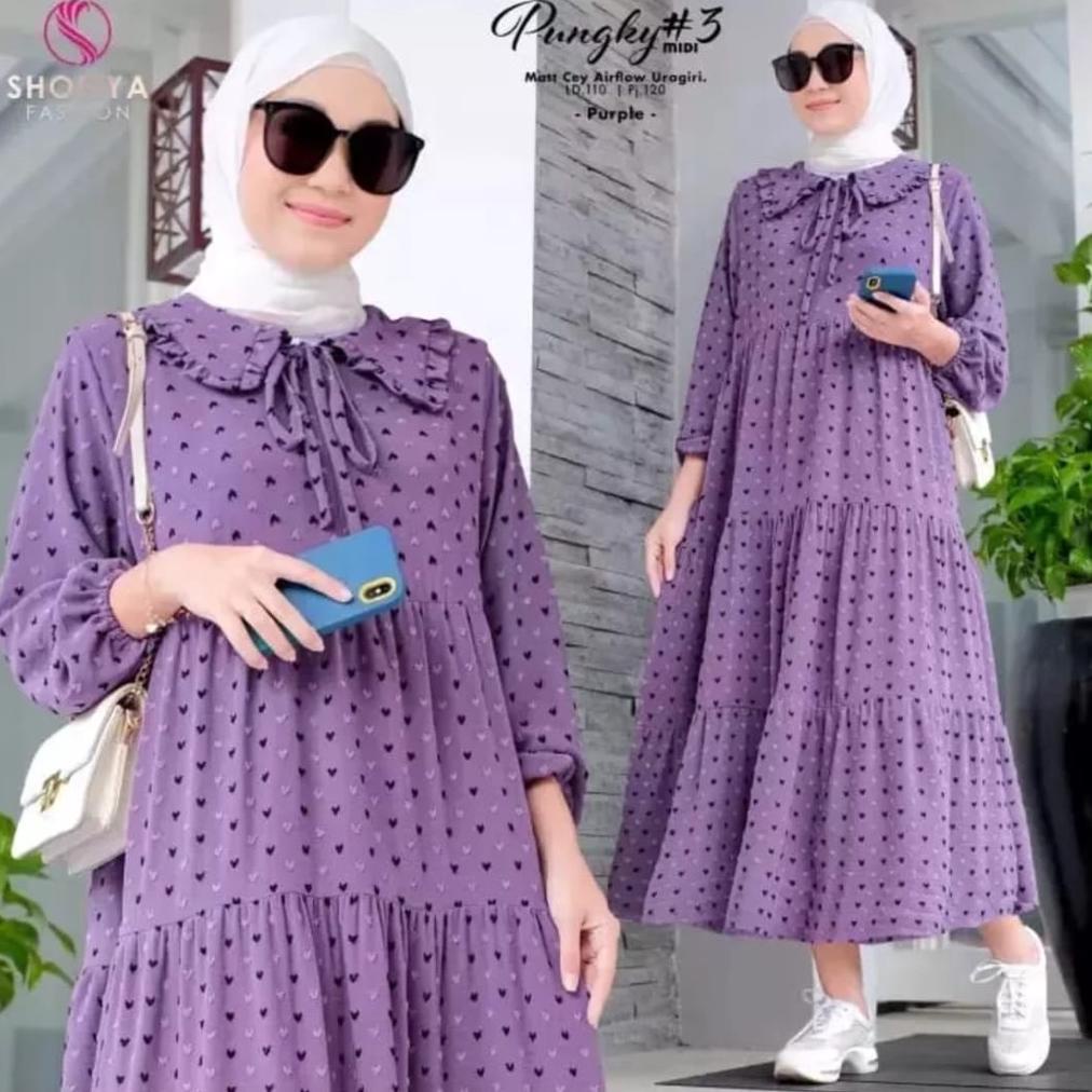 Virall,,,, Gamis Ruby Crinkle Airflow Uragiri Terbaru 2022 / Midi Dress Dotty Gamis Home Dress Busui