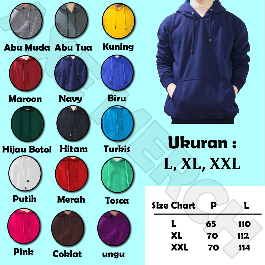 CUSTOM hoodie design atau gambar atau tulisan sendiri BISA SATUAN S M L XL XXL XXXL XXXXL BIG SIZE gaspol wak