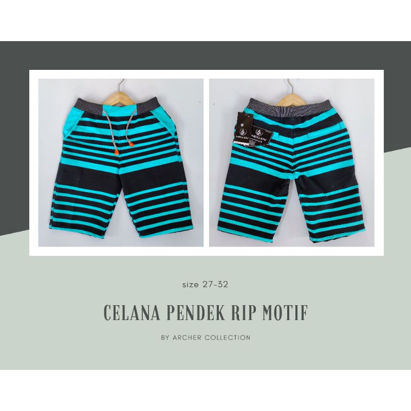 Celana Pendek Pria Distro Rip Motif Garis