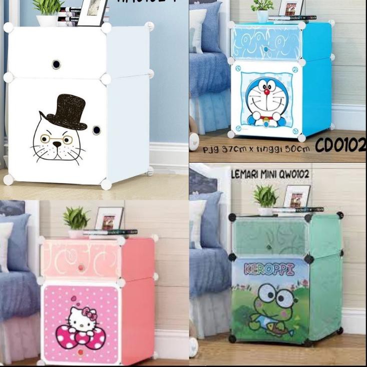 ➫ LEMARI SISI RANJANG PLASTIK/LEMARI PAKAIAN PORTABLE (LEMARI PLASTIK MINI-DORAEMON),✰ ♚
