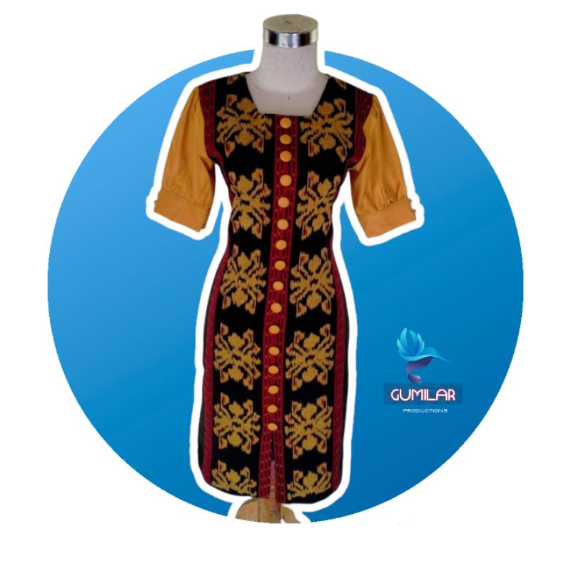 BAJU ETNIK IKI TENUN || MIDI DRESS KUNING KUNYIT