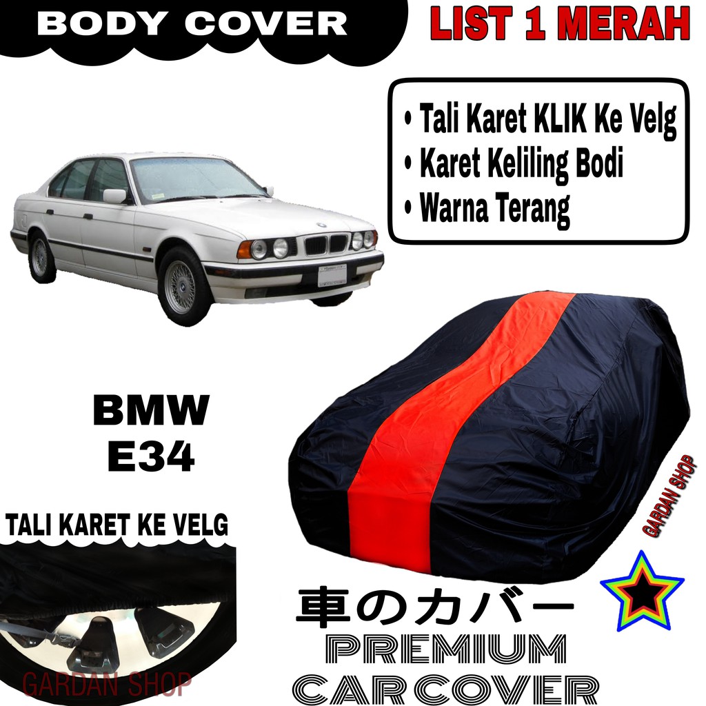 Body Cover BMW E34 List Single MERAH Sarung Mobil Penutup Bmw E34 PREMIUM