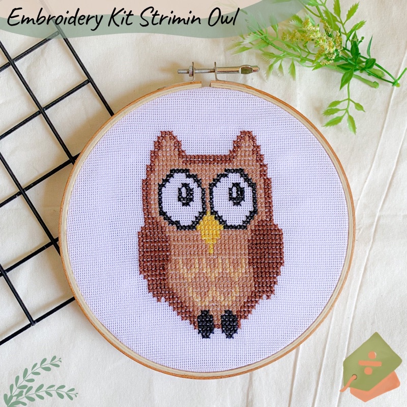 Embroidery Kit Strimin Owl / Paket Sulam Strimin Kristik/ Kerajinan Tangan