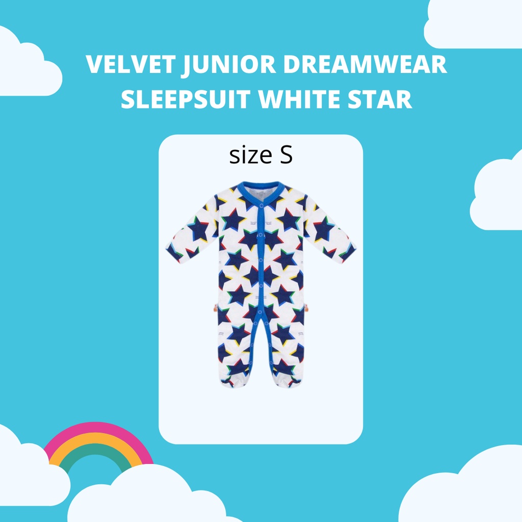 WHITE STAR size S / M / L Velvet Sleepsuit Model Kaki Terbuka Velvet Junior alt vv baju kodok