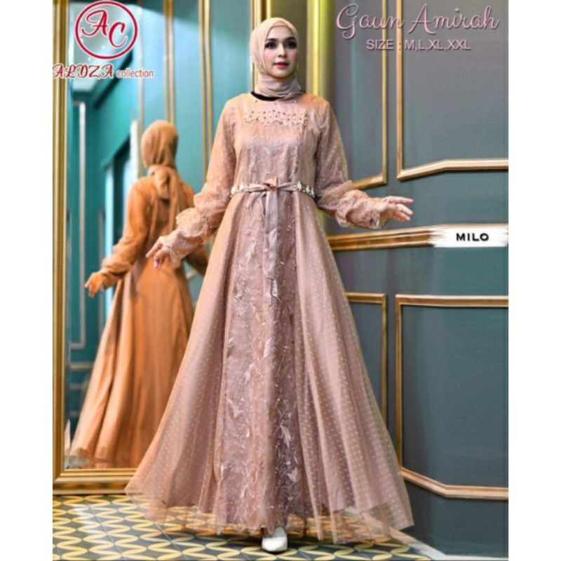 gamis brokat Tulle bordir amirah aldza / gamis muslim / Ootd kebaya / kebaya modern / dress terbaru