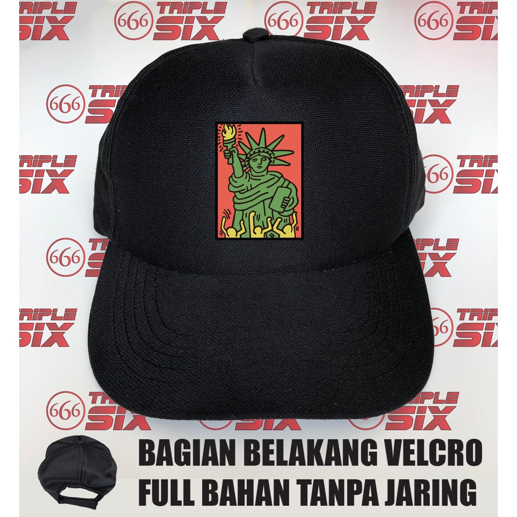 Topi Baseball Velcro Keith Haring Statue of Liberty USA