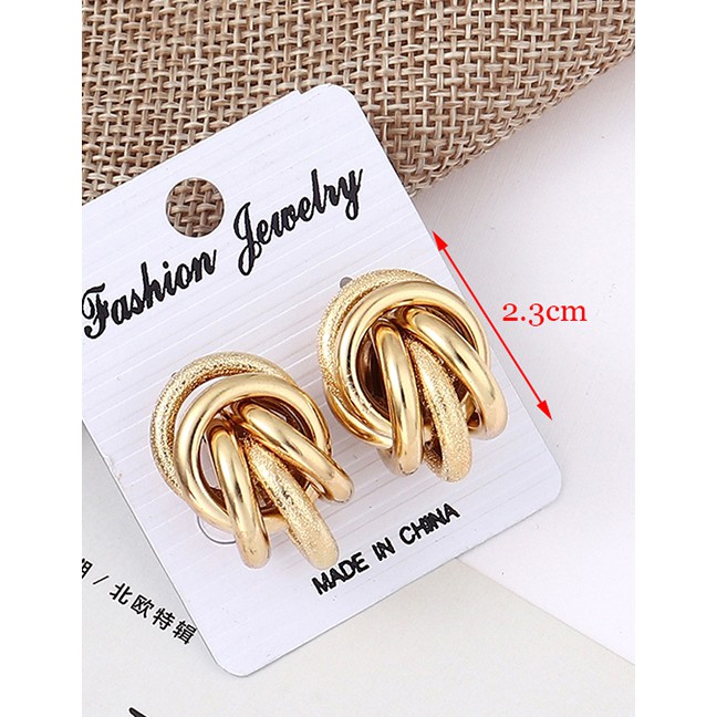 LRC Anting Tusuk Fashion Kc Three Circle Cross Earrings Y61827