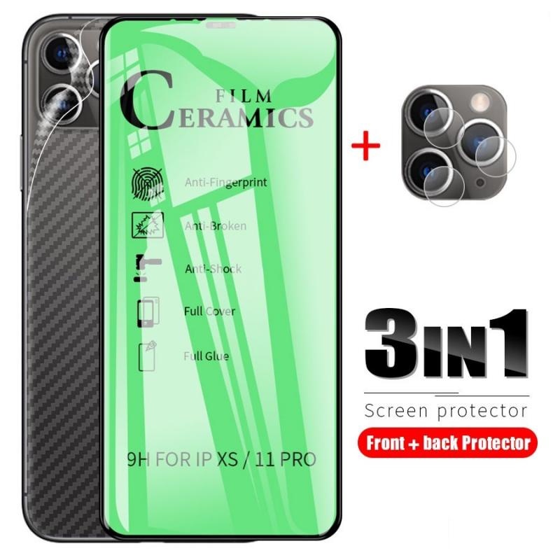 3in1 Tempered Glass Pelindung Layar iPhone 7 8 Plus 11 7 8 6 6S Plus XR 12 Pro Max XS X XS Max 11 Pro Max 13 Pro Max SE 2020