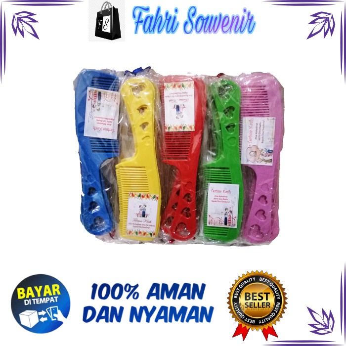 100 PCS Souvenir Murah Pernikahan Nikah Sisir MINI (Kecil) Lobang 3 Kemasan Plastik TERMURAH-3