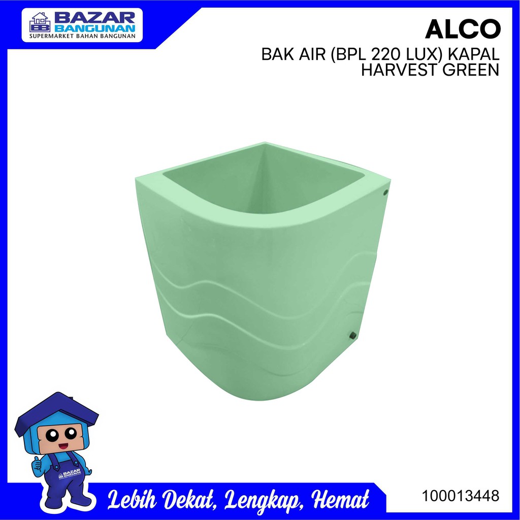 Alco - Bak Air Mandi Sudut Luxury Fiber Glass 220 Ltr 220L Harvest Green