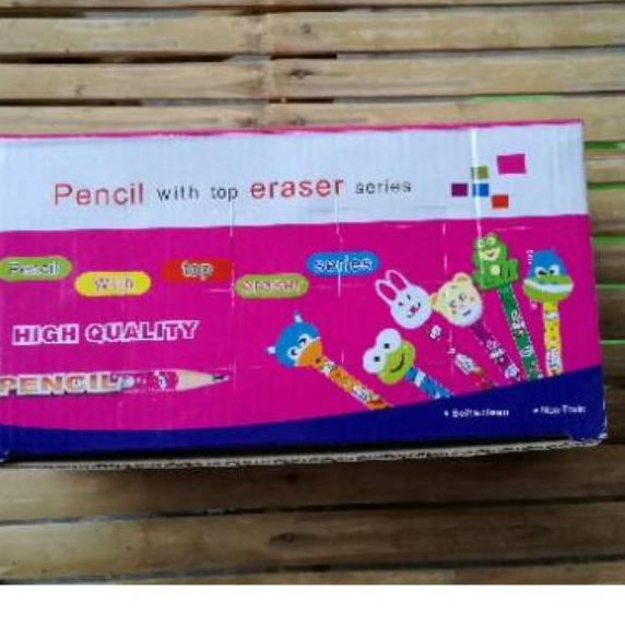 

드 24 Pcs Pensil + Penghapus Lucu Karakter Animasi Baru