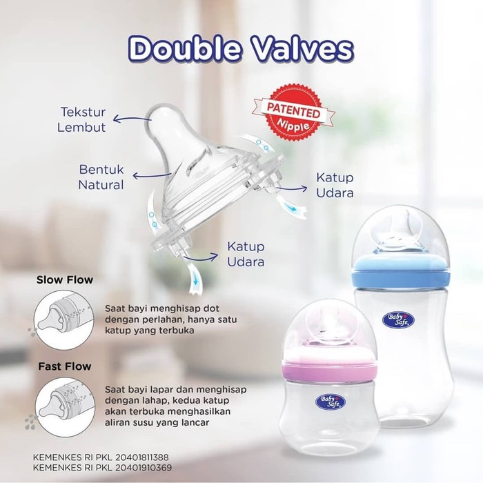 Baby Safe Wide Neck Bottle BabySafe Botol Susu Bayi 125 ml 250 ml | Dengan Pegangan