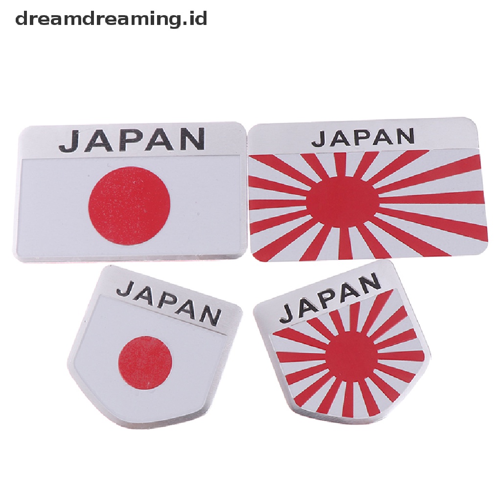 Dreamdreaming.id 1Pc Stiker emblem logo Bendera Jepang Bahan alloy Untuk Dekorasi Mobil / Motor