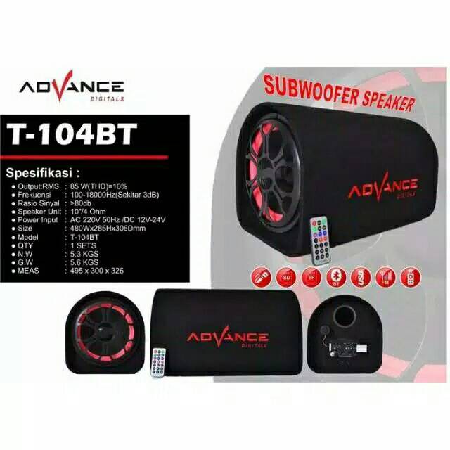 SPEAKER AKTIF ADVANCE T104BT SUBWOOFER 10 INCH RADIO FM/SPEAKER BLUETOOTH 10&quot; USB KARAOKE SUPER BASS