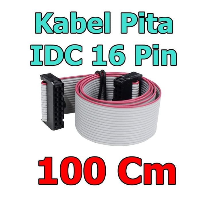 Kabel Pita IDC 16 Pin panjang 100cm 16p plus konektor terpasang