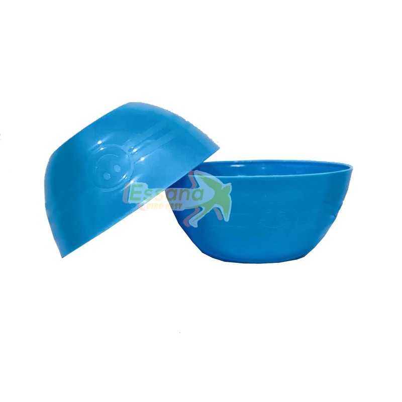 Gelas Minum Plastik _Piring Makan Bulat Plastik _Mangkok Makan Bulat Bakso Plastik_Sendok Makan Plastik_Terlaris Termurah Berkualitas ( 1pcs ) claris-Mangkok bulat biru