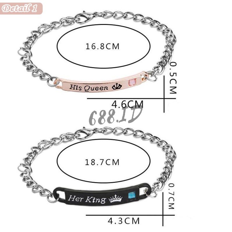 [688.id] Gelang Fashion Pria &amp; Wanita (TIDAK CUSTOM NAMA)  Bisa Couple Her King His Queen Pasangan Bestie Murah Meriah GL 34