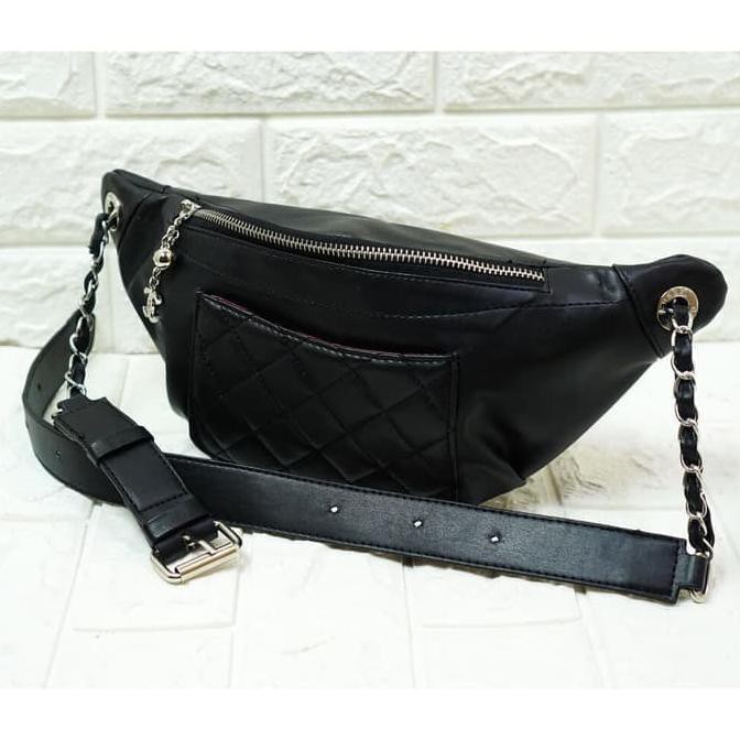 Kualitas Terjamin TAS WANITA IMPORT TAS CHANEL WAISTBAG NAGITA BORDIR / TAS PINGGANG IB - Hitam ON