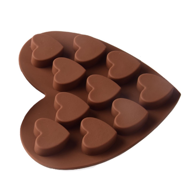 Cetakan Coklat Silicone Love 10 Grid Cetakan Coklat Jelly Pudding es Batu Love 10 Lubang Silicone Molds Baking Chocolate