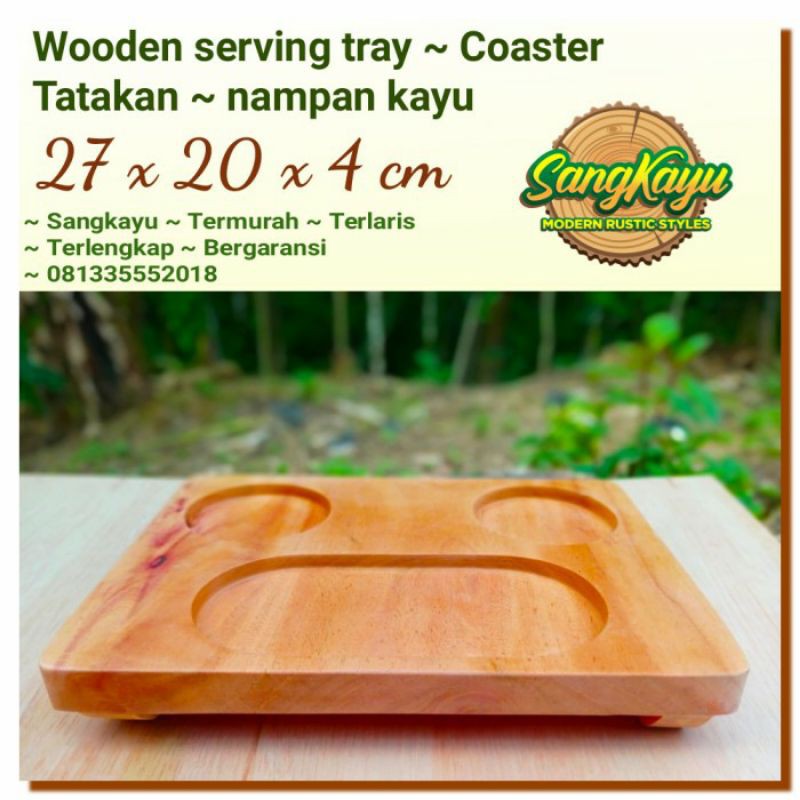 Wooden Tray ~ Coaster 27x20x4cm tatakan nampan saji kayu serving tray