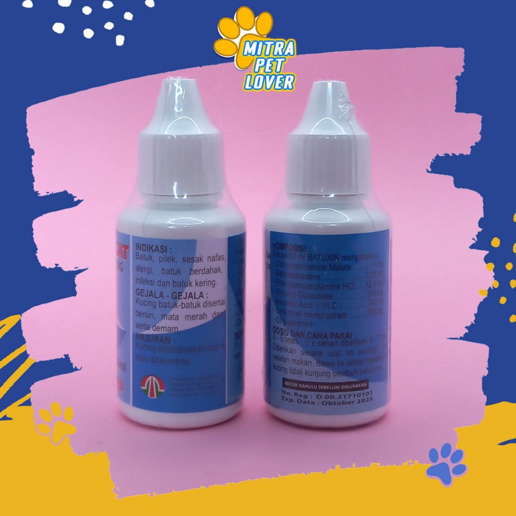 OBAT BATUK KUCING - BATUXIN CAT 30 ML - ATASI BATUK PILEK DEMAM SESAK NAFAS PILEK BERDAHAK BERSIN MATA MERAH INFEKSI ALERGI - MURAH GARANSI KUALITAS ASLI ORIGINAL - PET VETERINARY TAMASINDO OBAT &amp; VITAMIN TERNAK HEWAN BINATANG PELIHARAAN MITRAPETLOVER