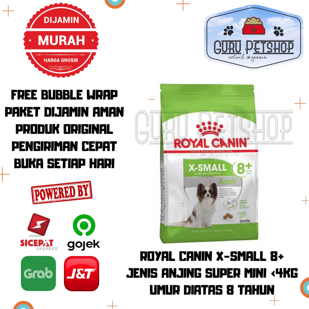 Royal Canin XSmall Adult 8+ 1,5kg Makanan Anjing Tua Senior Diatas 8tahun