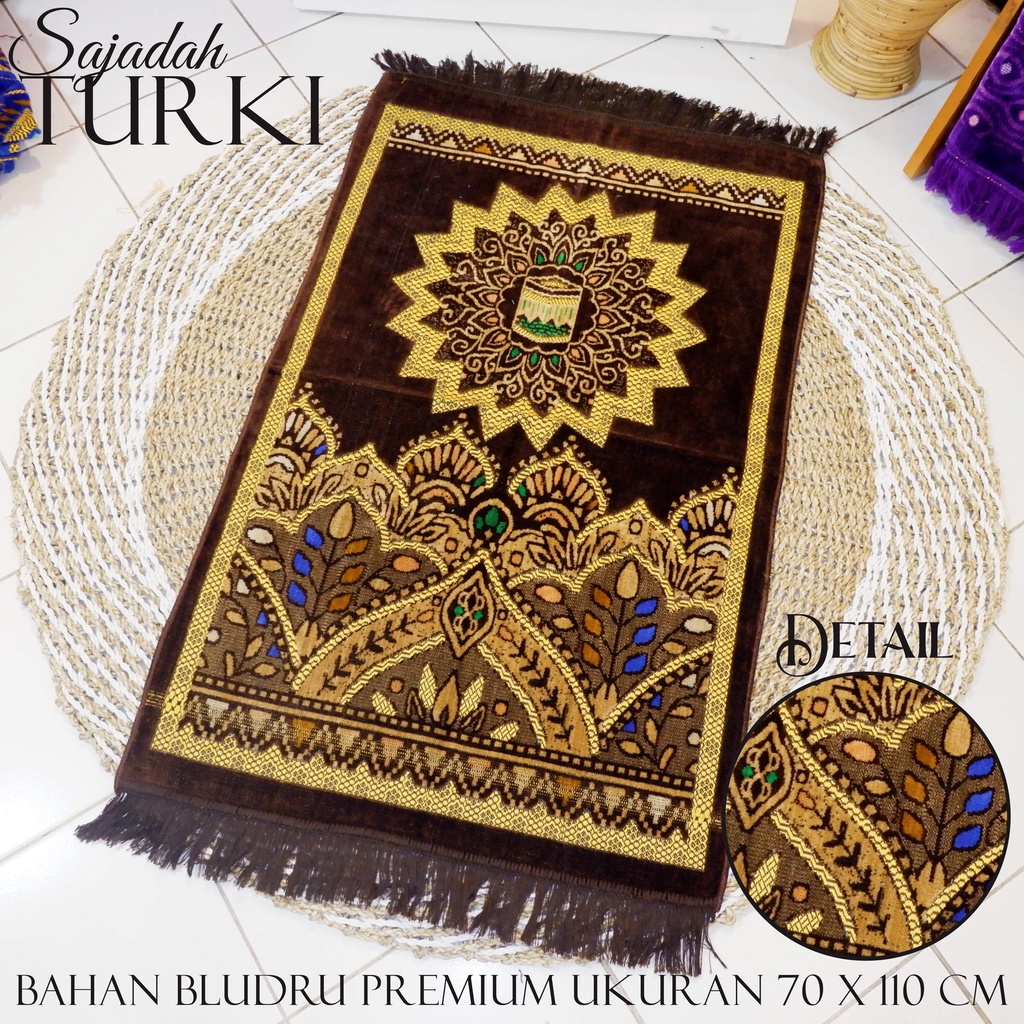 Sajadah grosir Turki premium Tebal Murah Bludru Ukuran 70 x 110,Sajadah Sablon