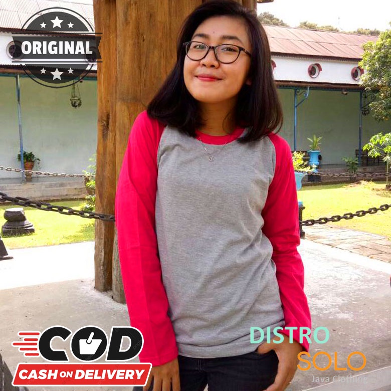 Baju Atasan Wanita Kaos Raglan Panjang Original Kaos Reglan Panjang Abu Misty Pink Fanta