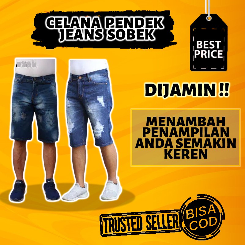 Jeans Pria Celana Pendek Strech Melar Levis Slim Fit Model Sobek Cowok Murah/05