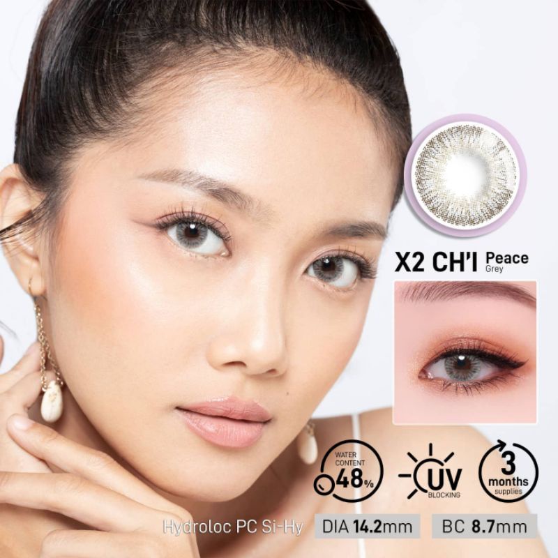 Softlens warna grey abu2 Silicone Hydrogel X2 Chi (peace)