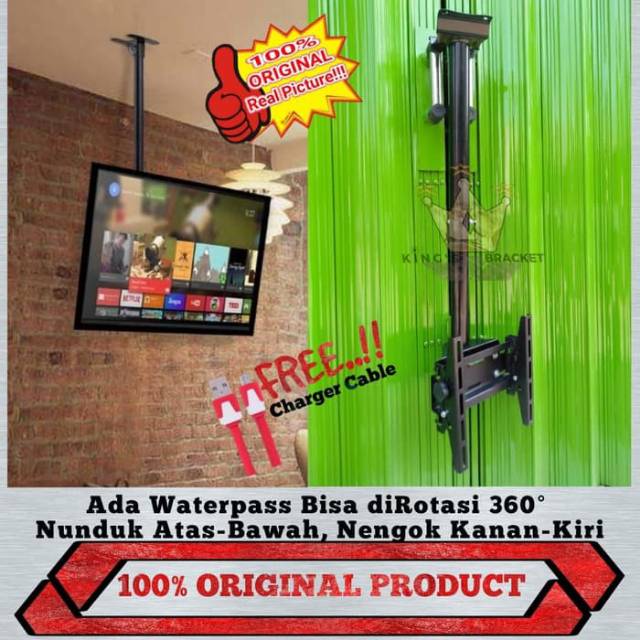 Bracket tv LED LCD ceilling/gantung plafon 14&quot;-43&quot; universal bisa semua merk TV waterpass