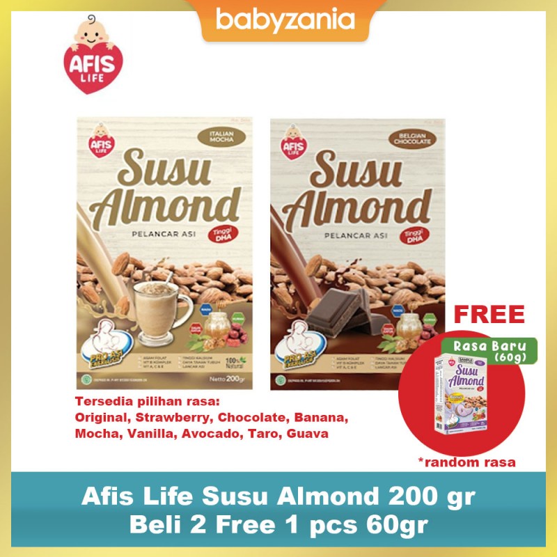 Afis Life Susu Almond Pelancar ASI Booster 200 gr - Beli 2 Free 60gr