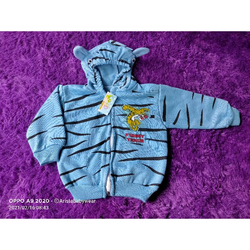 HBcollection - jaket bayi topi kerut motif baby tiger