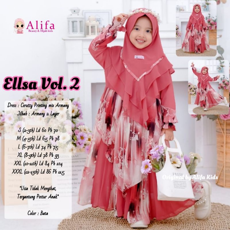 Official Ellsa Kids Vol.2 Gamis Syar'I Anak By: Alifa Restok Banyak
