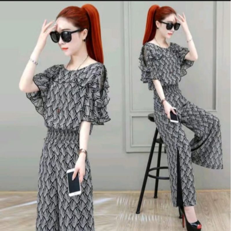 One Set Import Premium Setcel Stelan Wanita Lengan Pendek Oriza